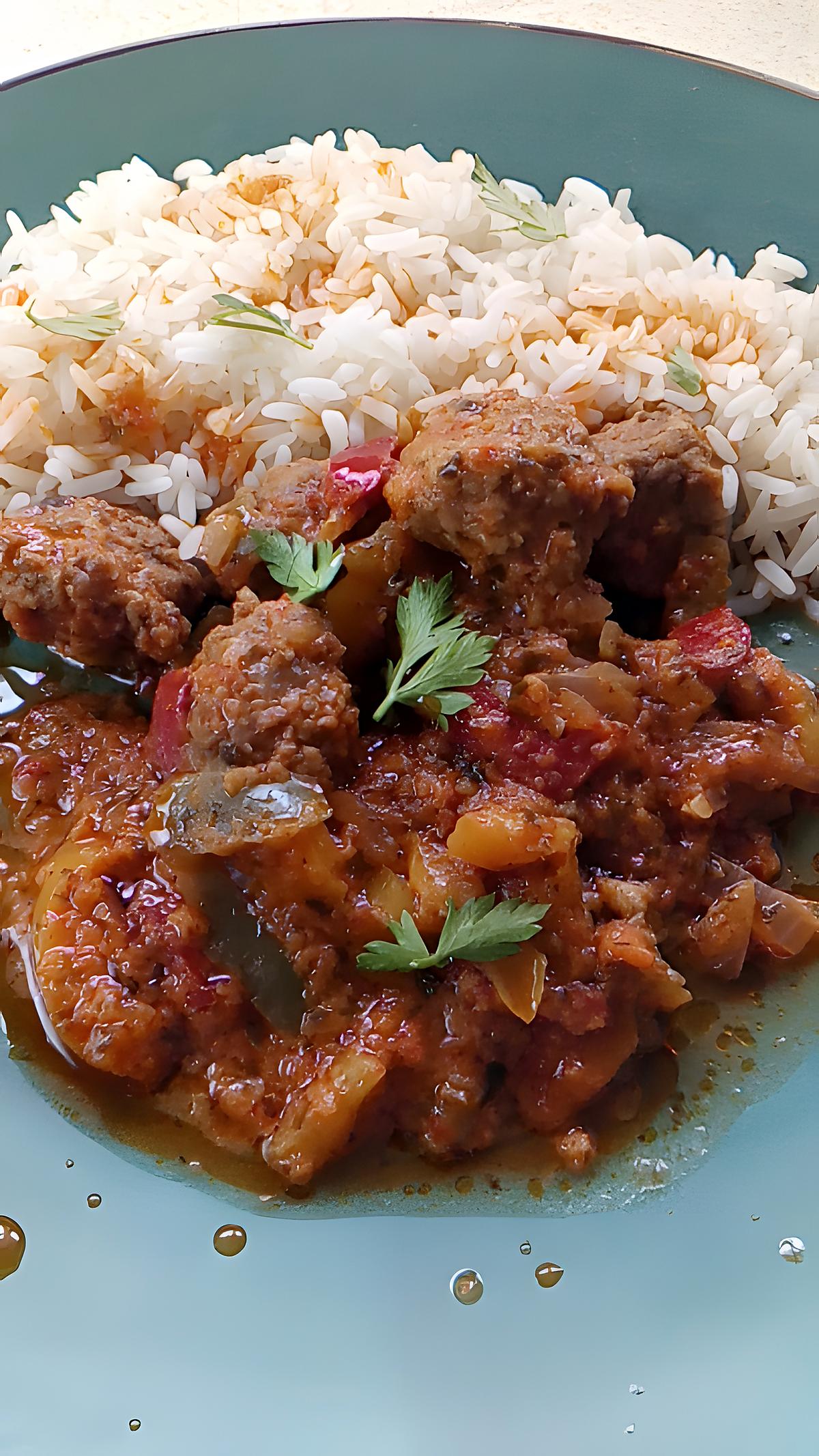 recette boulettes de boeuf sauce curry aux poivrons au cookéo