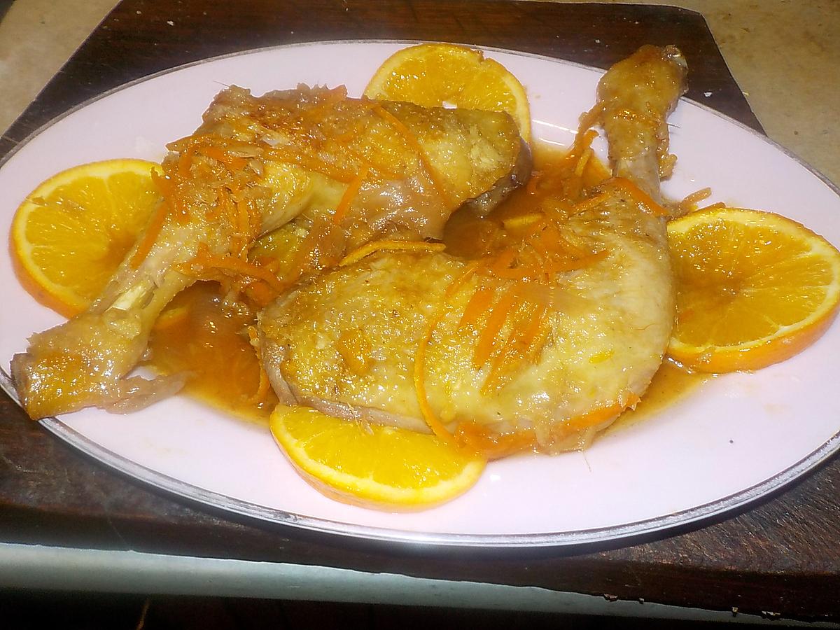 recette Cuisse de poulet a l orange,miel,gingembre