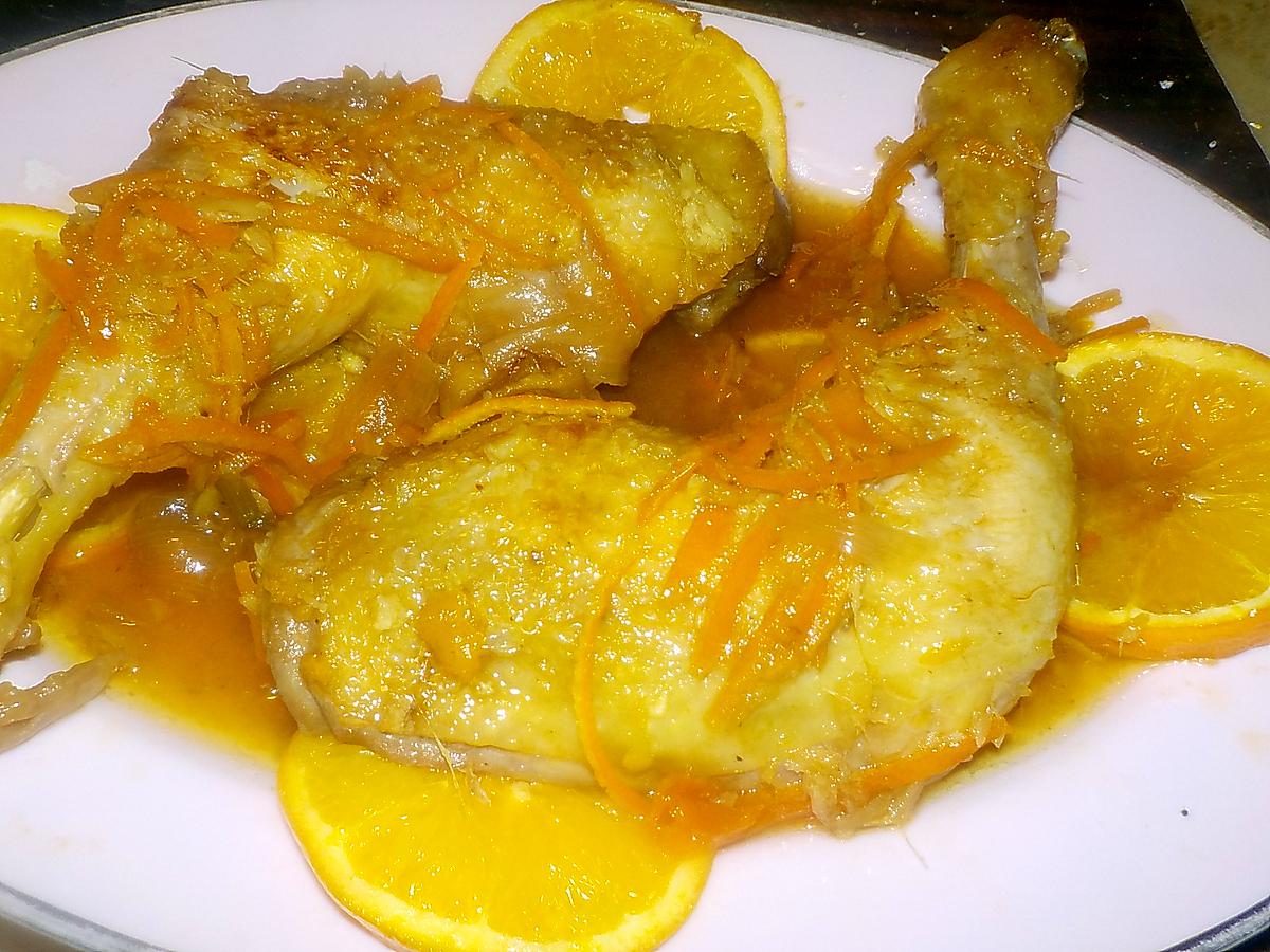 recette Cuisse de poulet a l orange,miel,gingembre