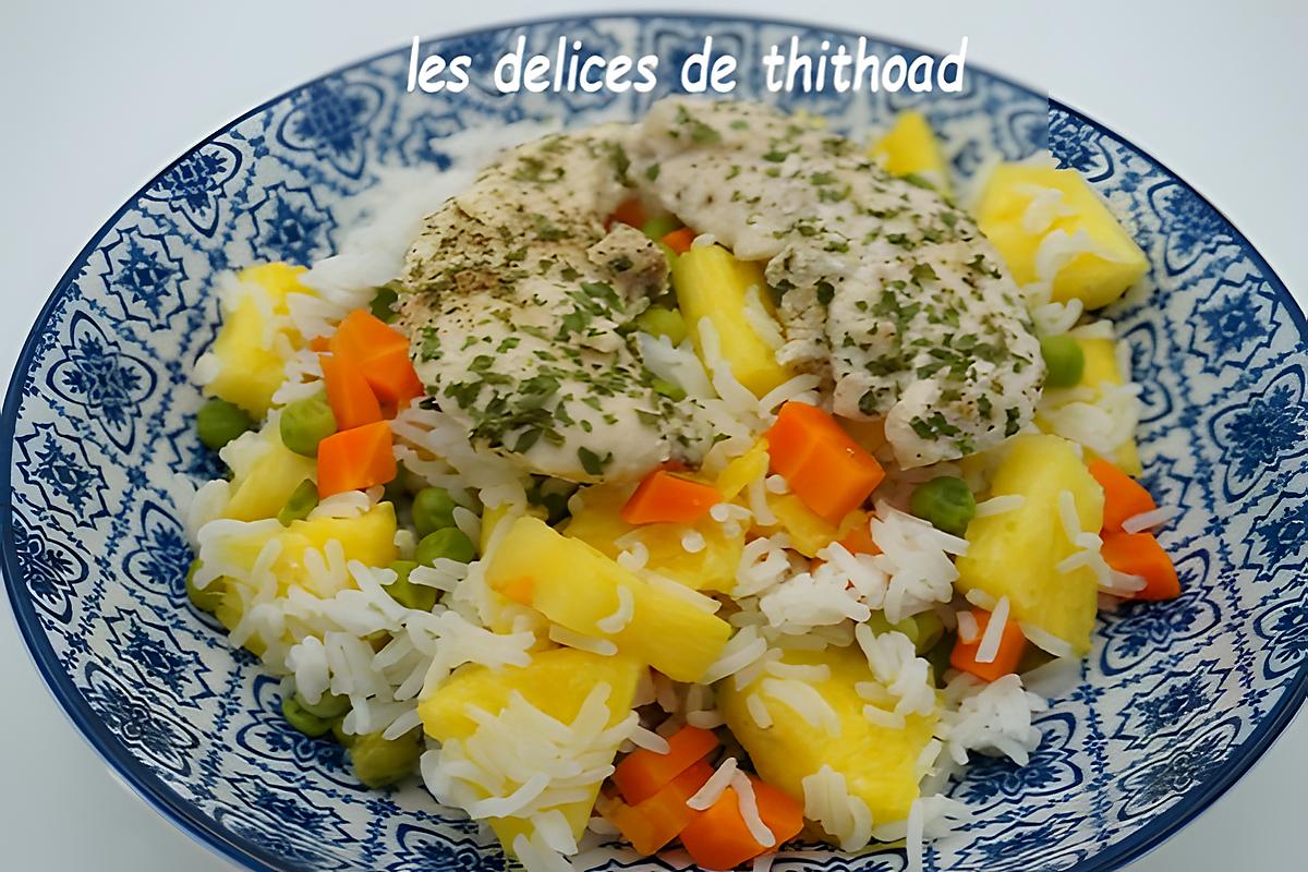 recette salade de riz, poulet et ananas