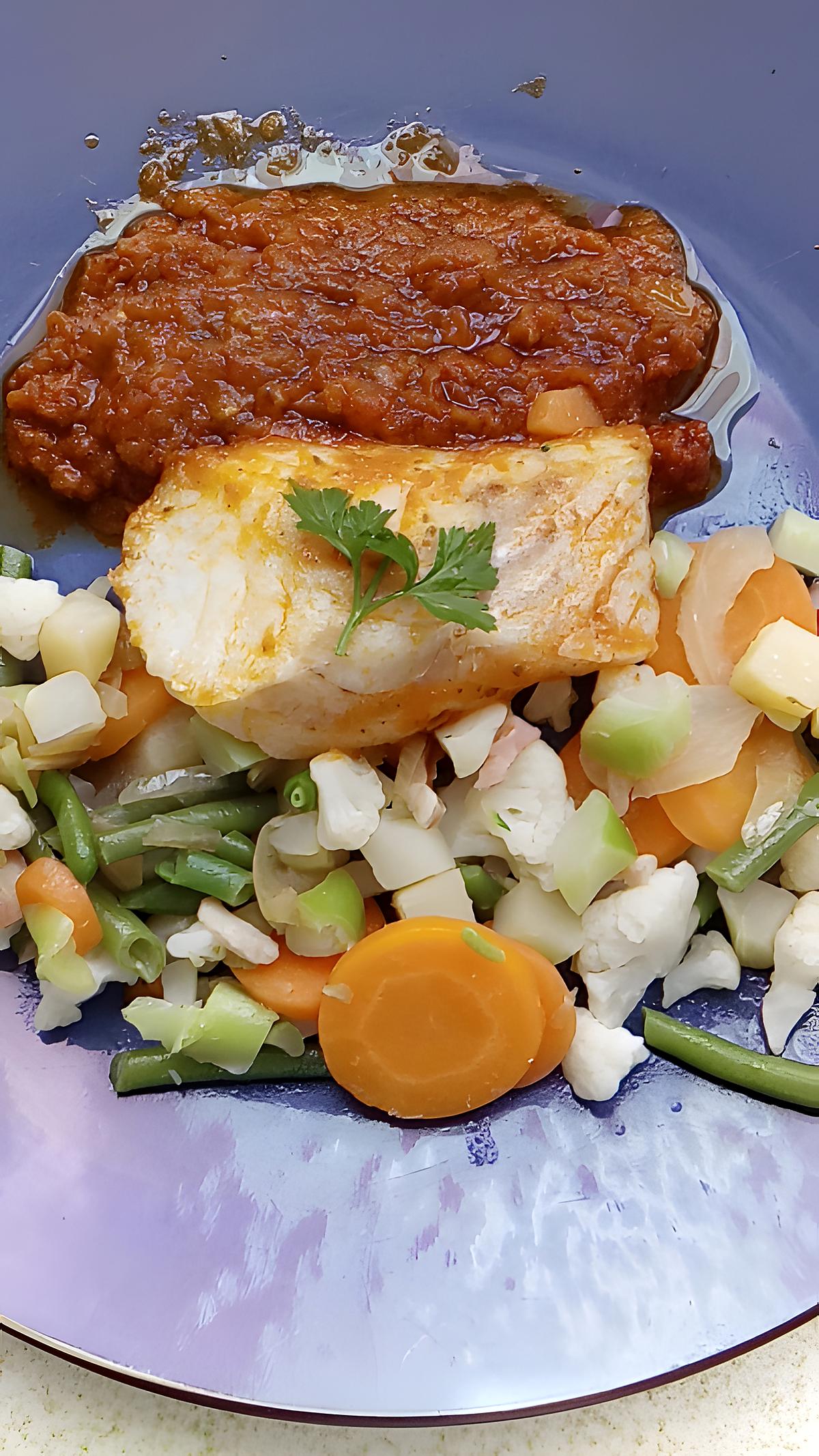 recette coeur de cabillaud au concassé de tomates a l'ail