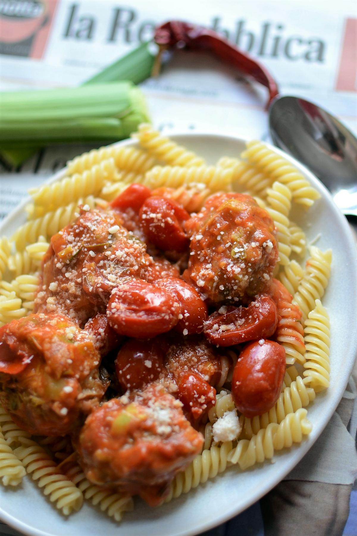 recette Pâtes et boulettes de poireaux