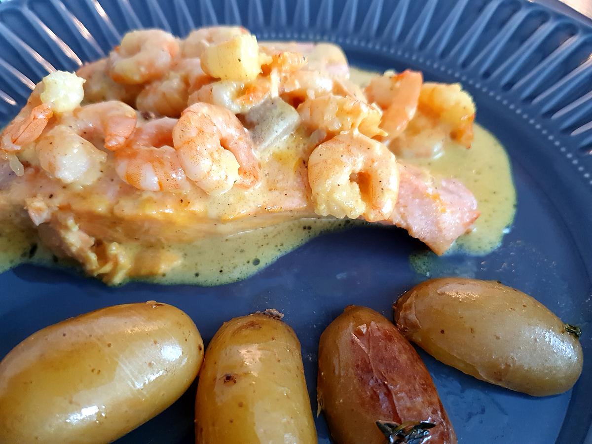 recette Pavés de saumon sauce crevettes