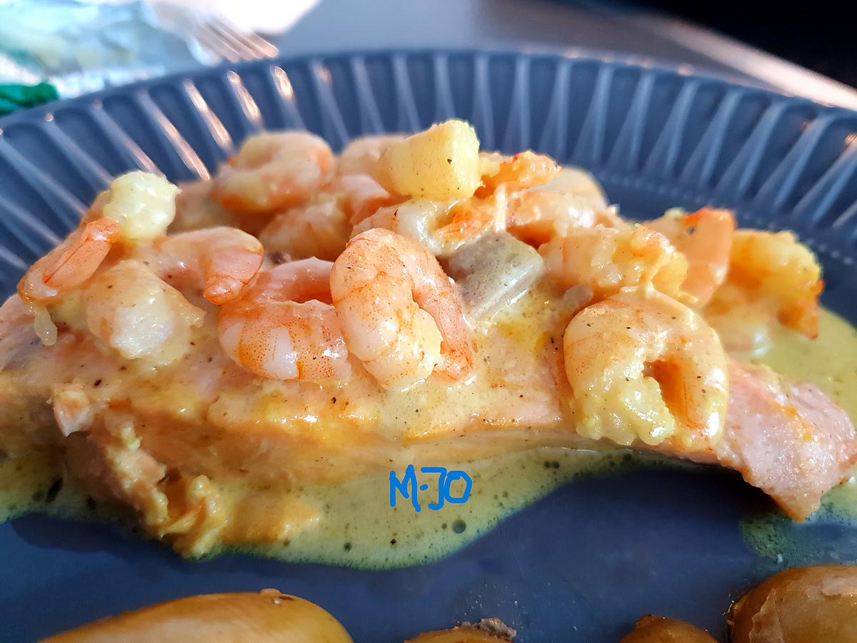 recette Pavés de saumon sauce crevettes