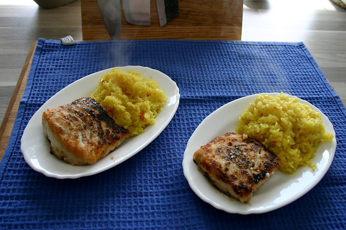 recette Dos de Cabillaud Poêlé Au Riz Basmati Safrané