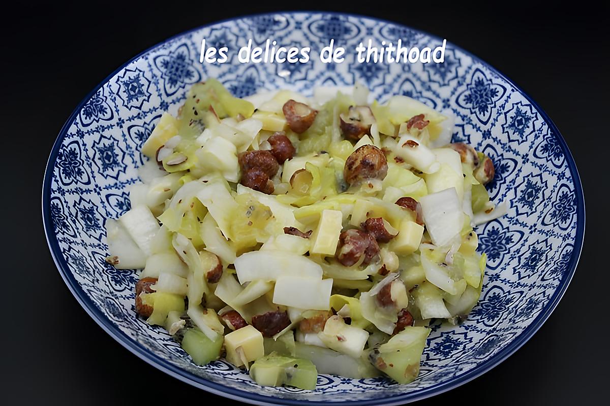 recette salade d’endive au kiwi, comté et noisettes