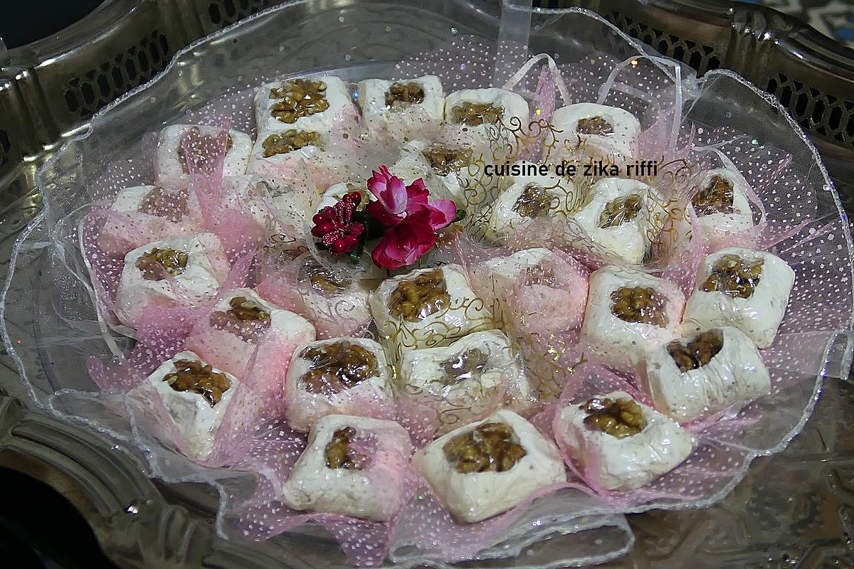 recette JAWZIA- DJOUZIA- NOUGAT BLANC MOU MAISON AUX NOIX