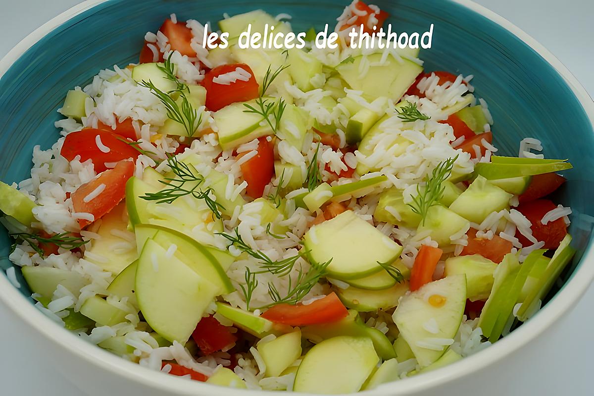 recette salade de riz , concombre et pommes