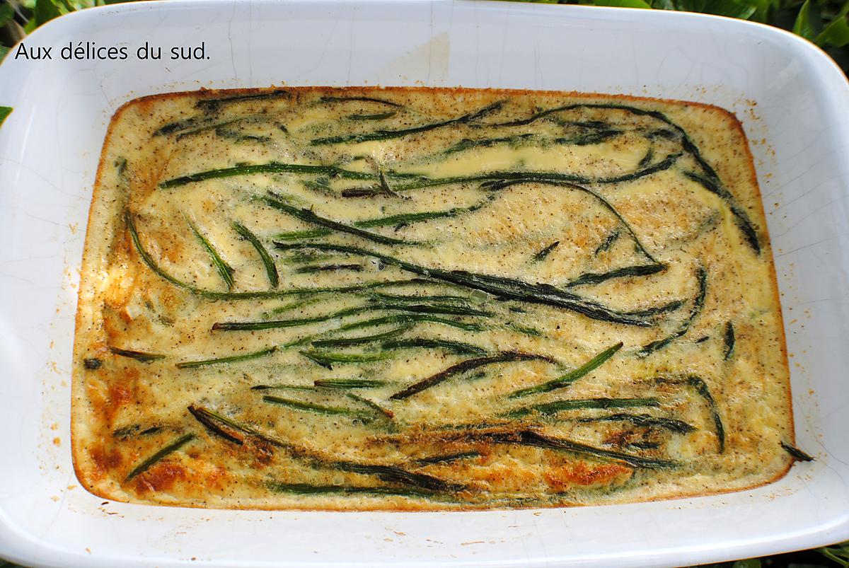 recette Clafoutis aux asperges sauvages .