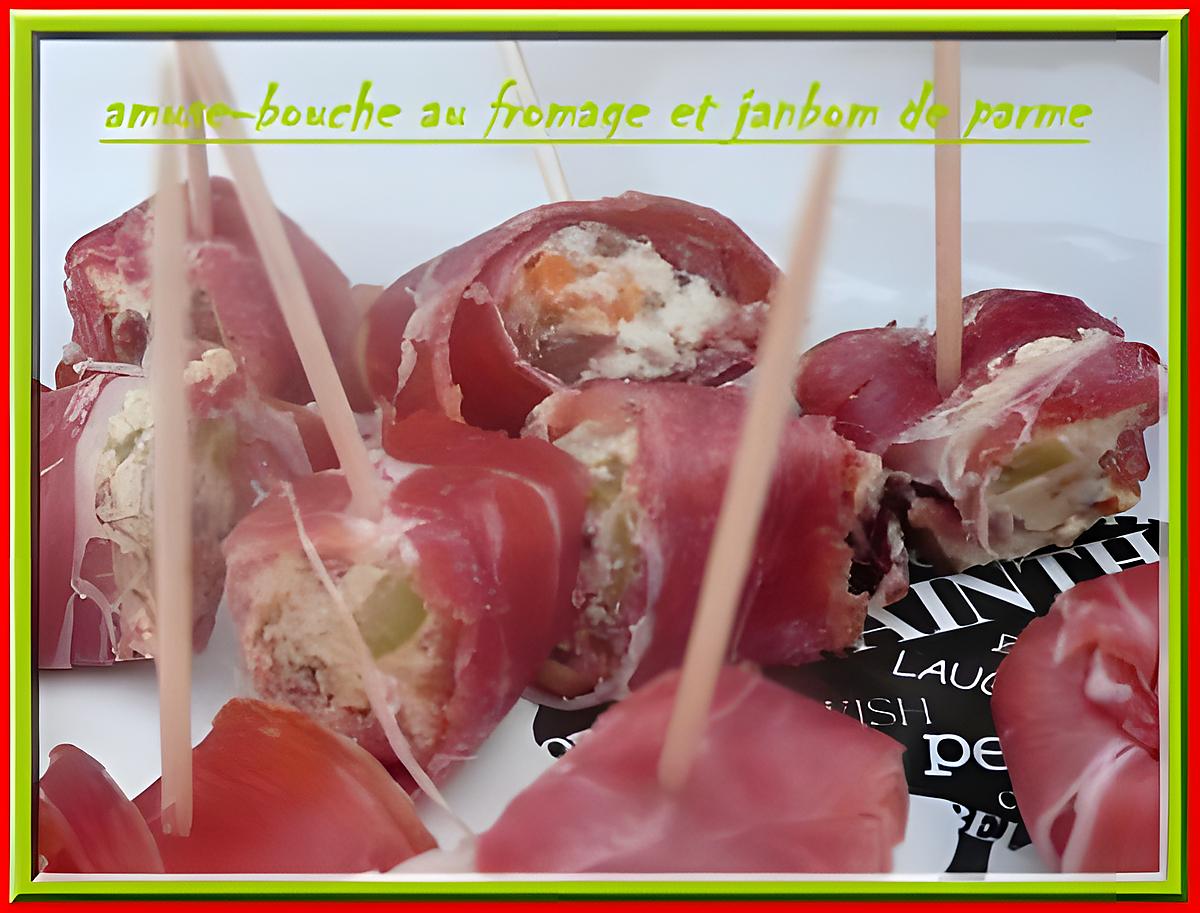 recette AMUSE -BOUCHE AU FROMAGE ET JAMBON DE PARME