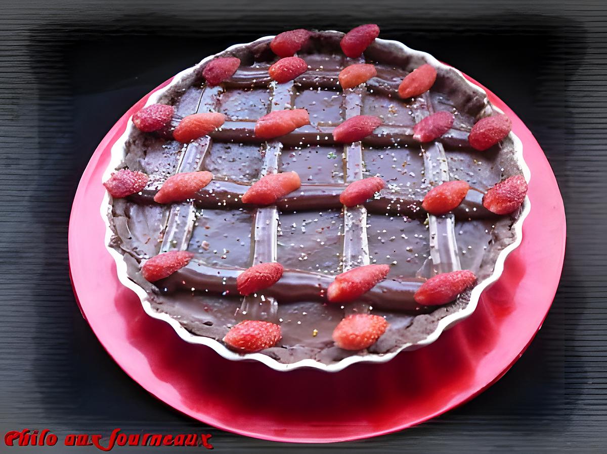 recette Tarte au chocolat & à la fraise