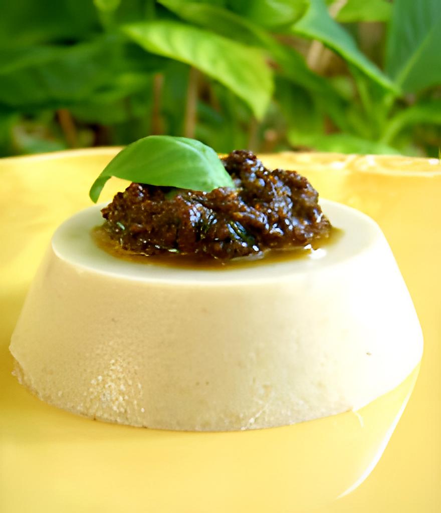 recette Caviar d’aubergines en Panna Cotta & pesto d’olives
