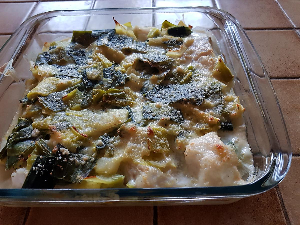 recette Gratin de cabillaud aux poireaux