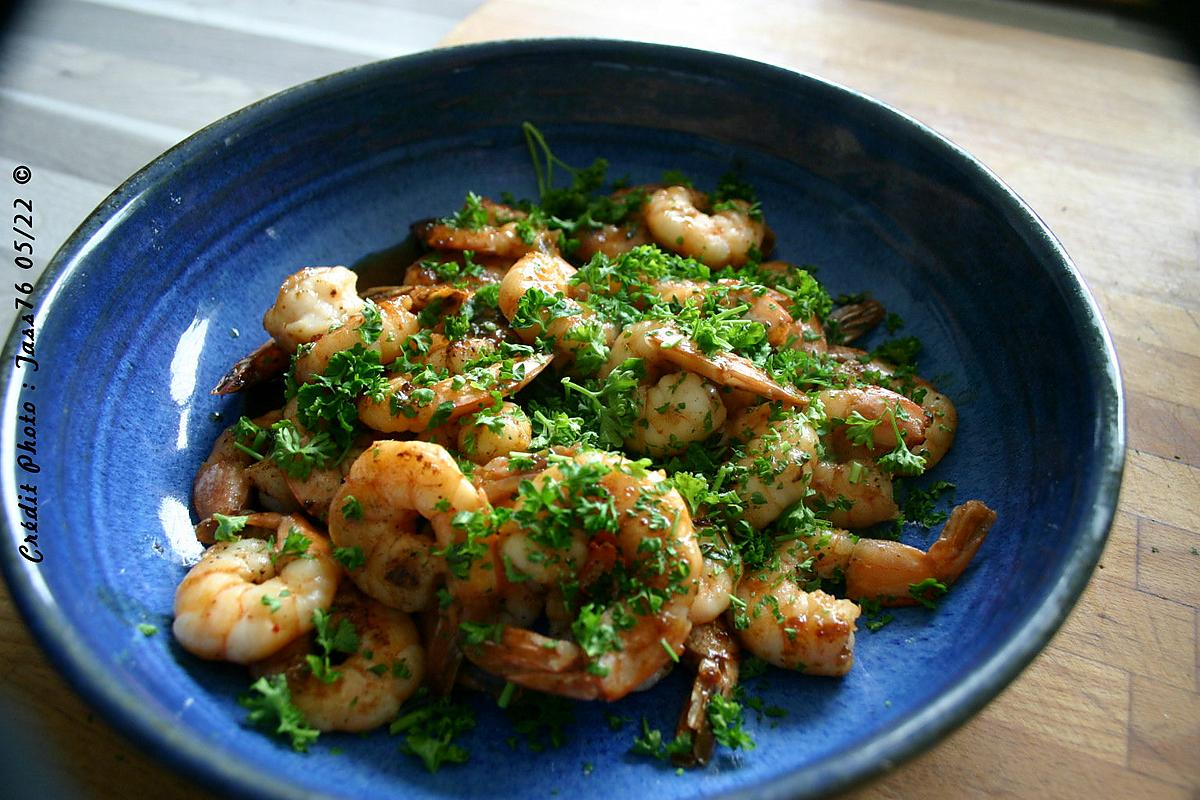 recette Crevettes Sautées Flambées au Pommeau de Normandie