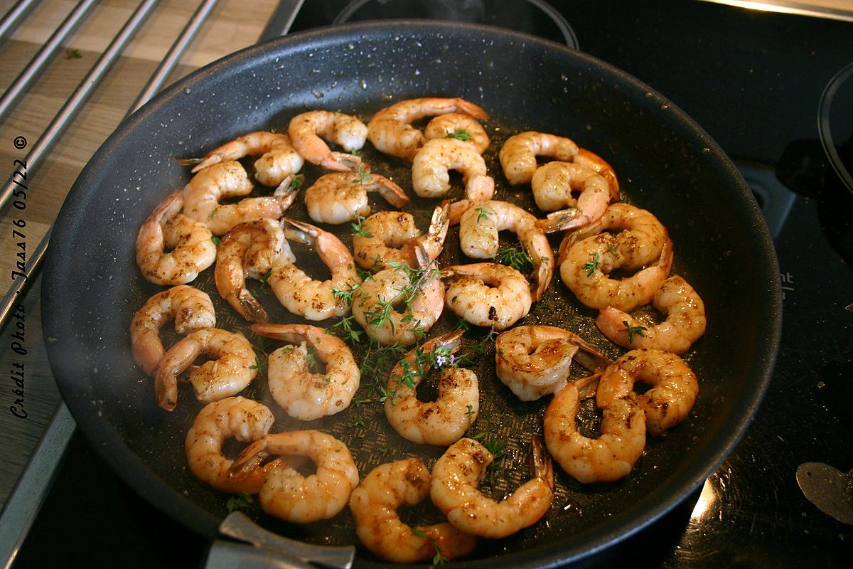 recette Crevettes Sautées Flambées au Pommeau de Normandie