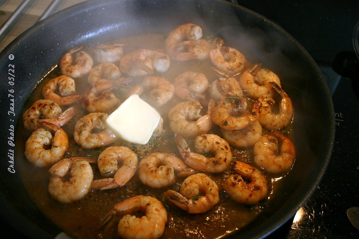 recette Crevettes Sautées Flambées au Pommeau de Normandie