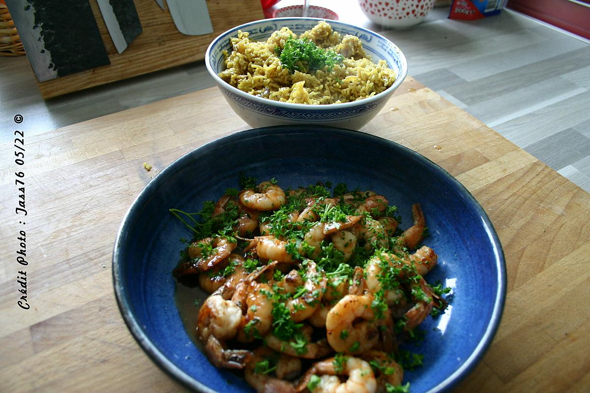 recette Crevettes Sautées Flambées au Pommeau de Normandie