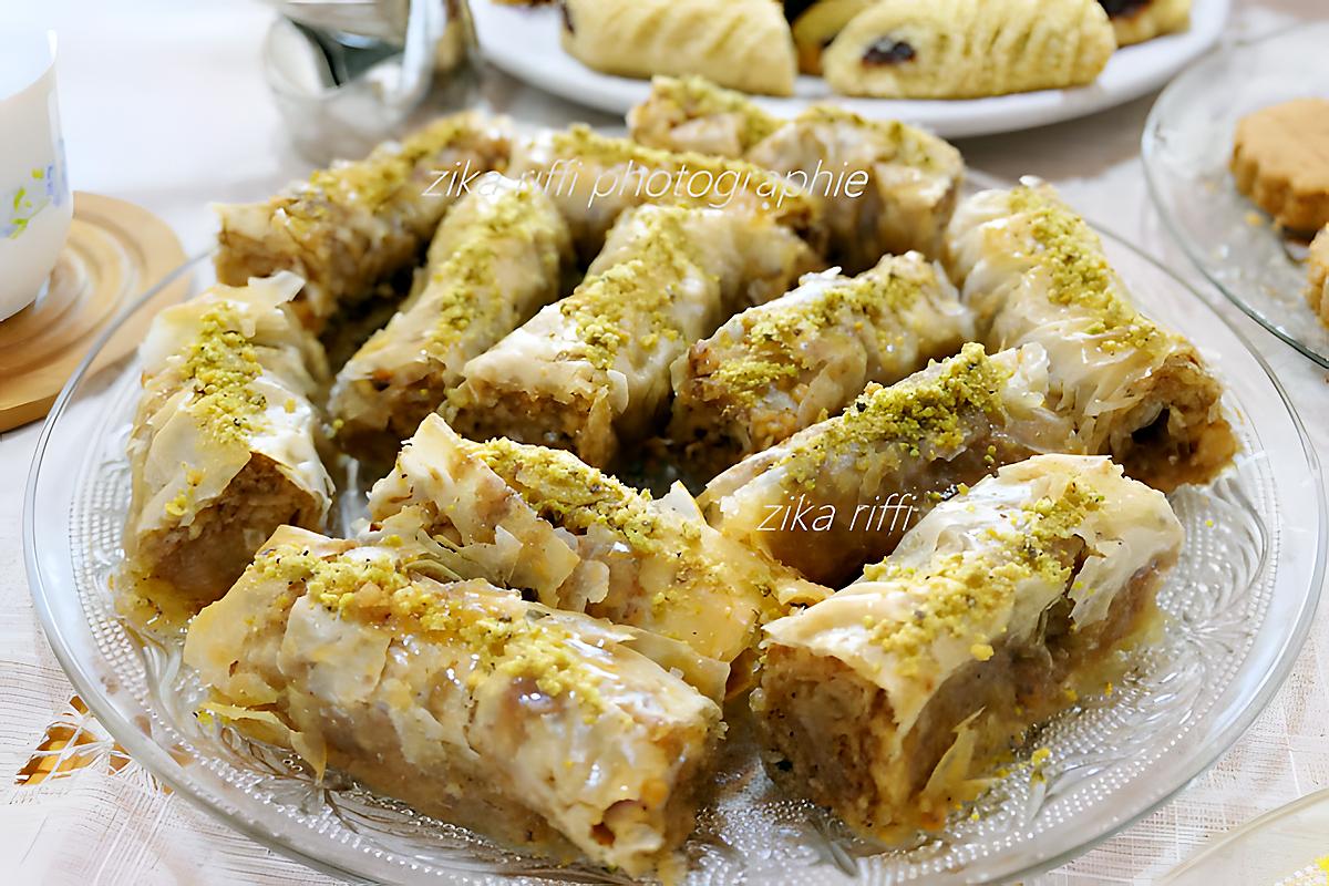 recette BAKLAWA ROLLS- BAKLAWA ROULEE AUX NOIX ET PISTACHES