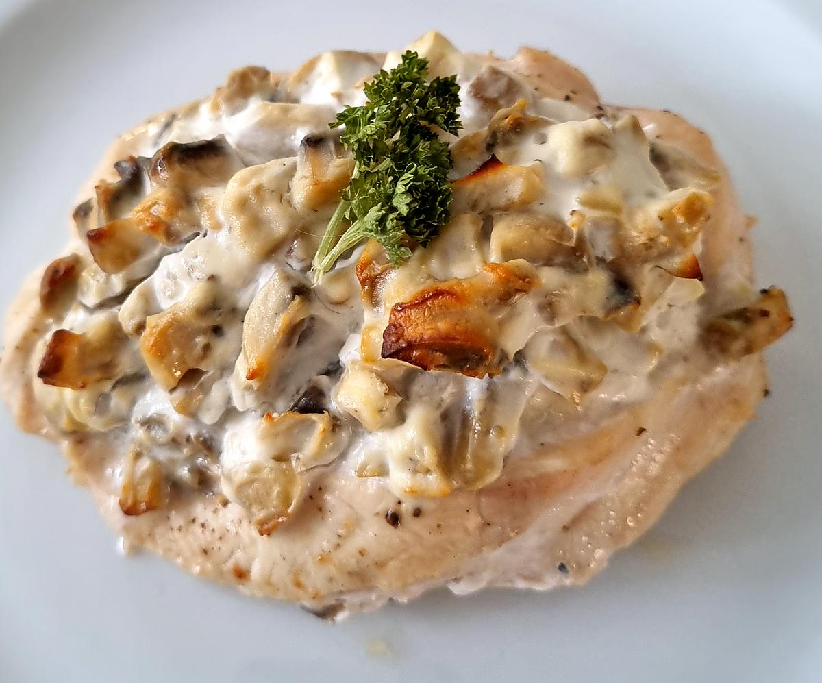 recette Filet de poulet farci aux champignons et fromage de chèvre frais