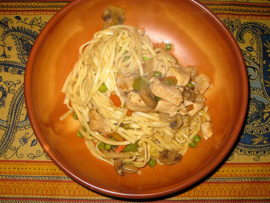 Recette Nouilles Chinoises Poulet Légumes www.lesfoodies.com