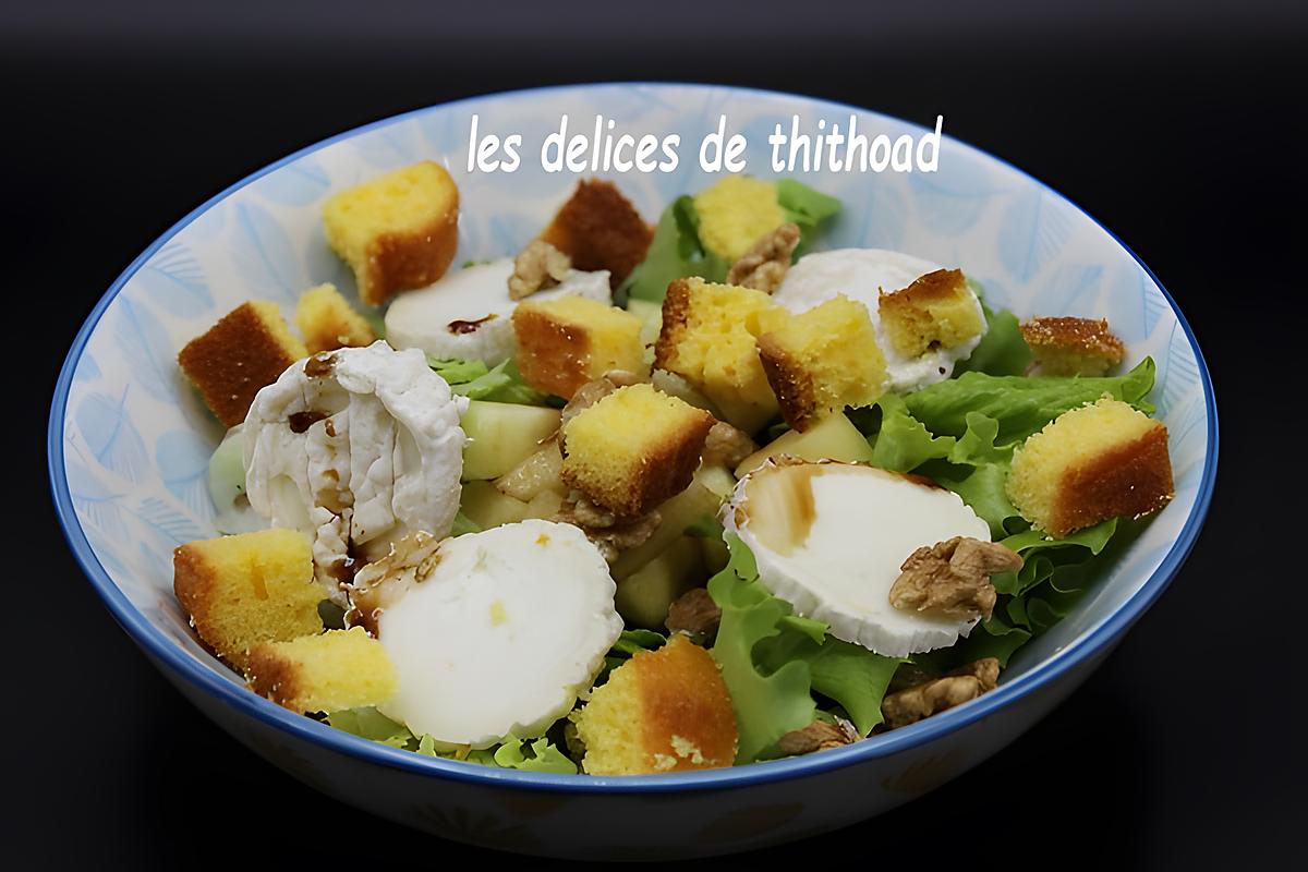 recette Salade croquante, pomme verte, chèvre et quatre quart