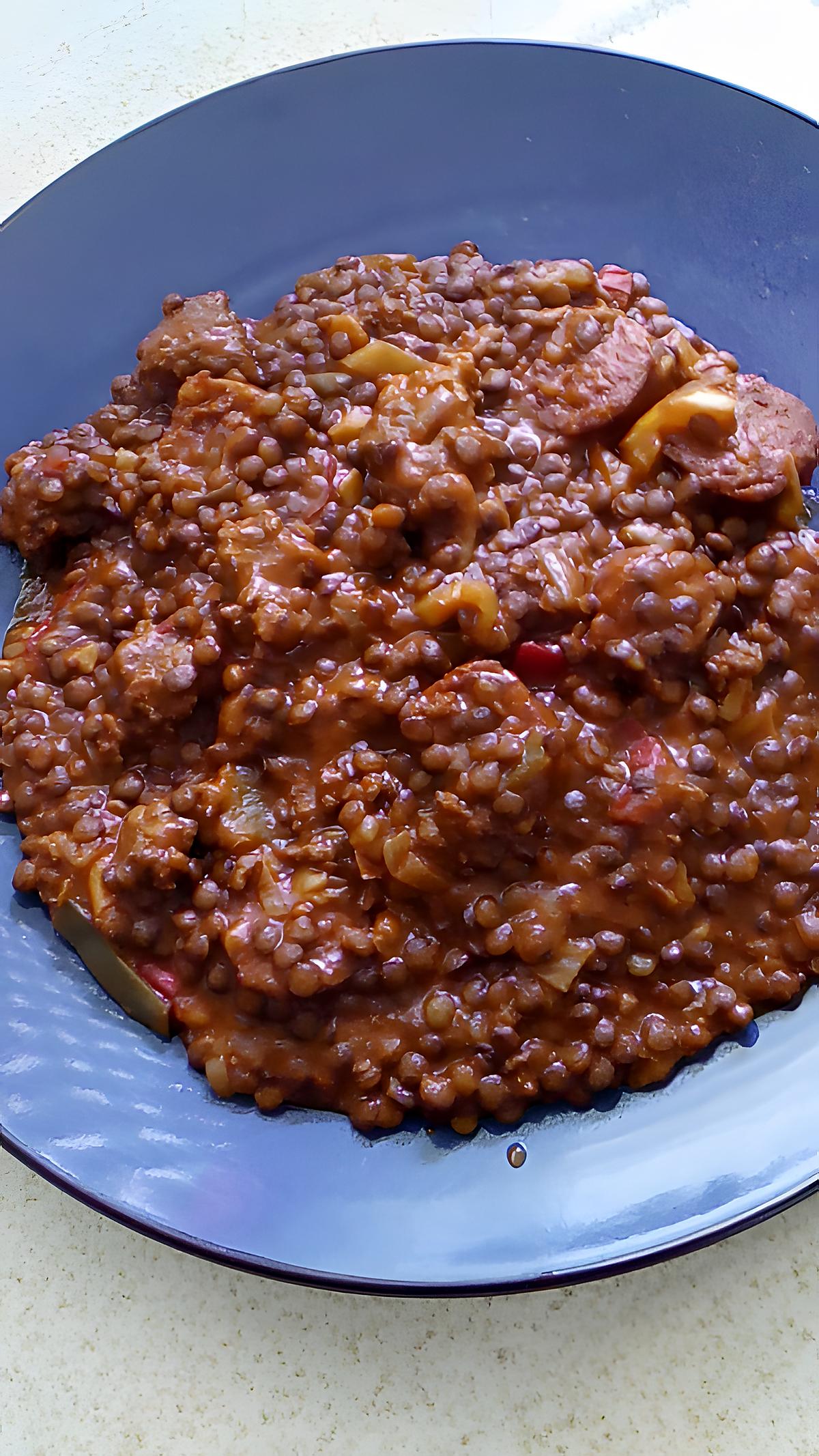 recette lentille au chorizo boulette de boeuf  au cookéo