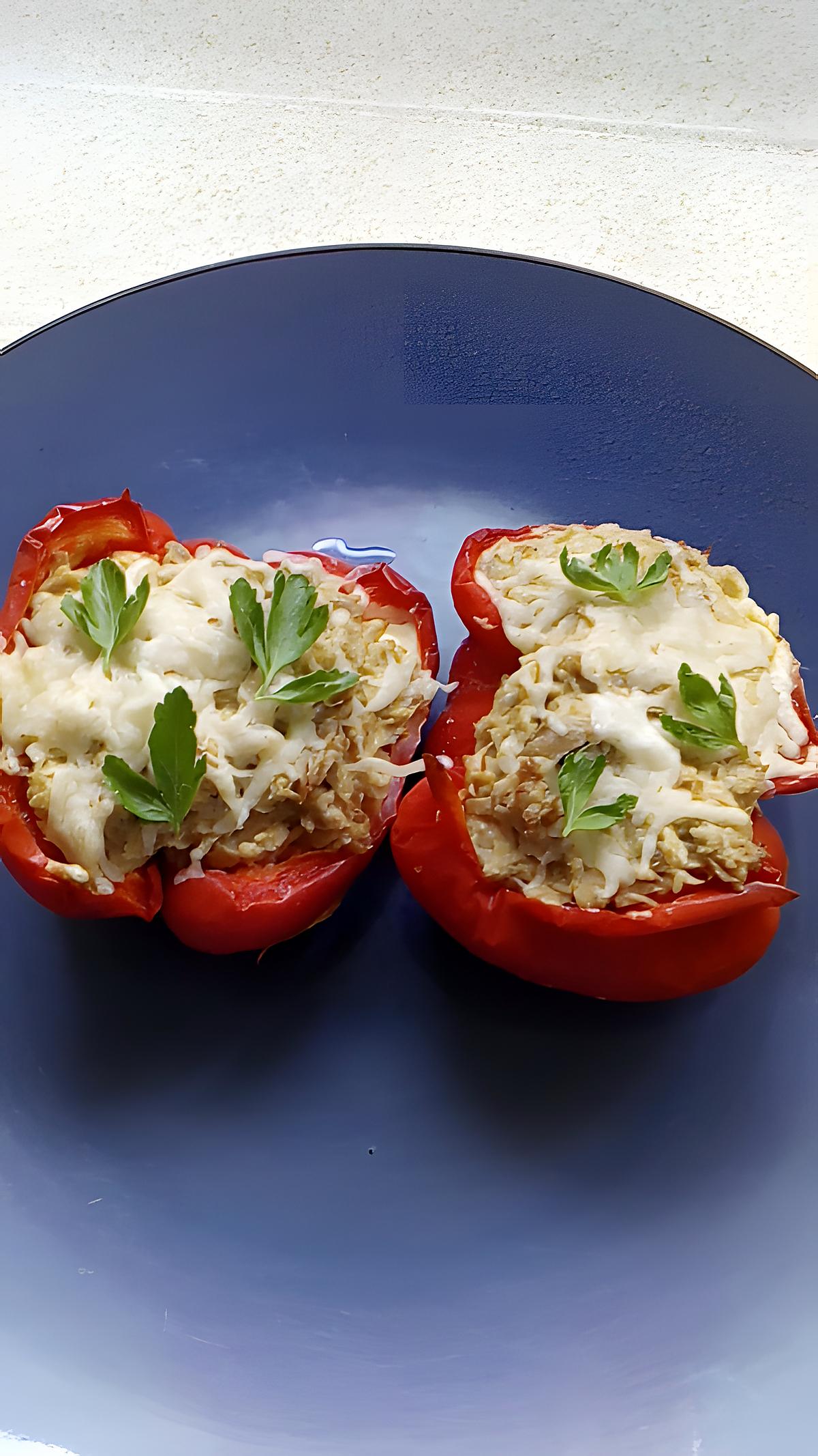 recette poivron farçi au thon parmesan au cookéo