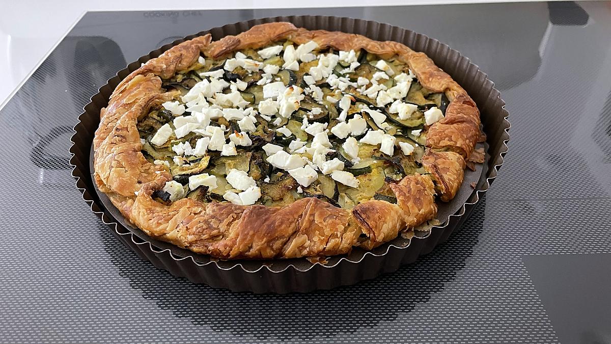 recette Tarte à là courgettes fêta et houmous