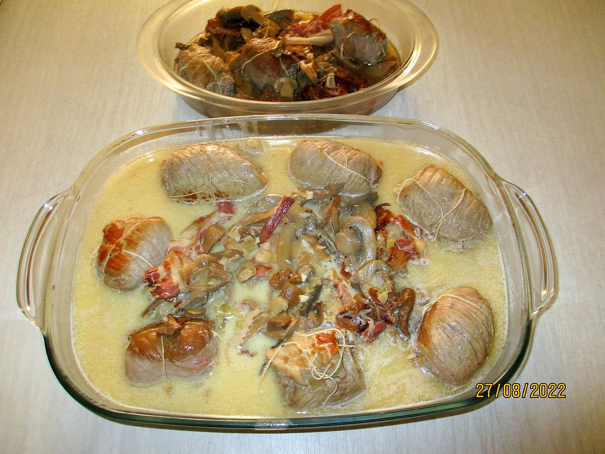 recette Paupiettes de veau, sauce forestière à la crème