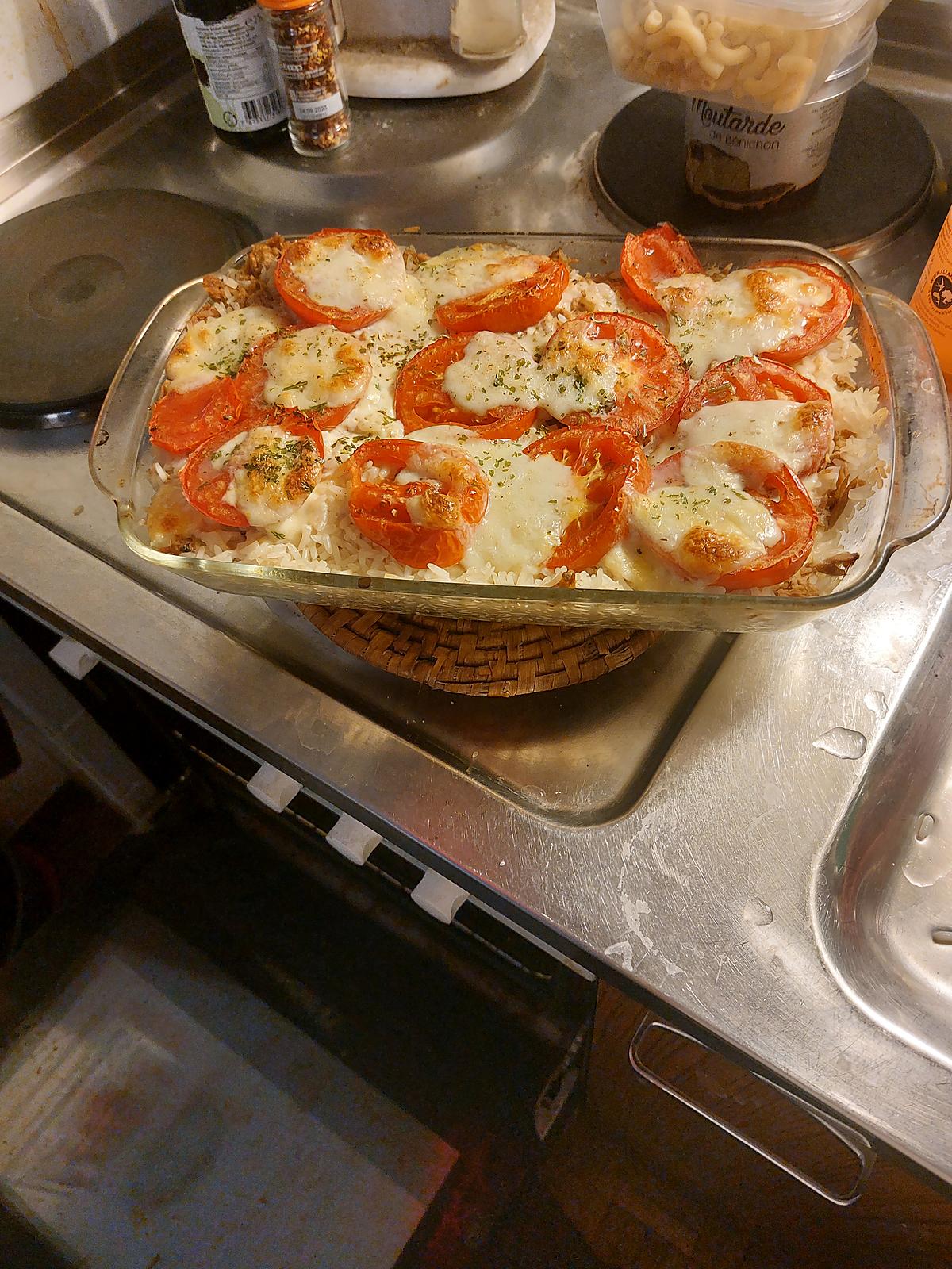 recette Gratin de riz au thon et aux tomates