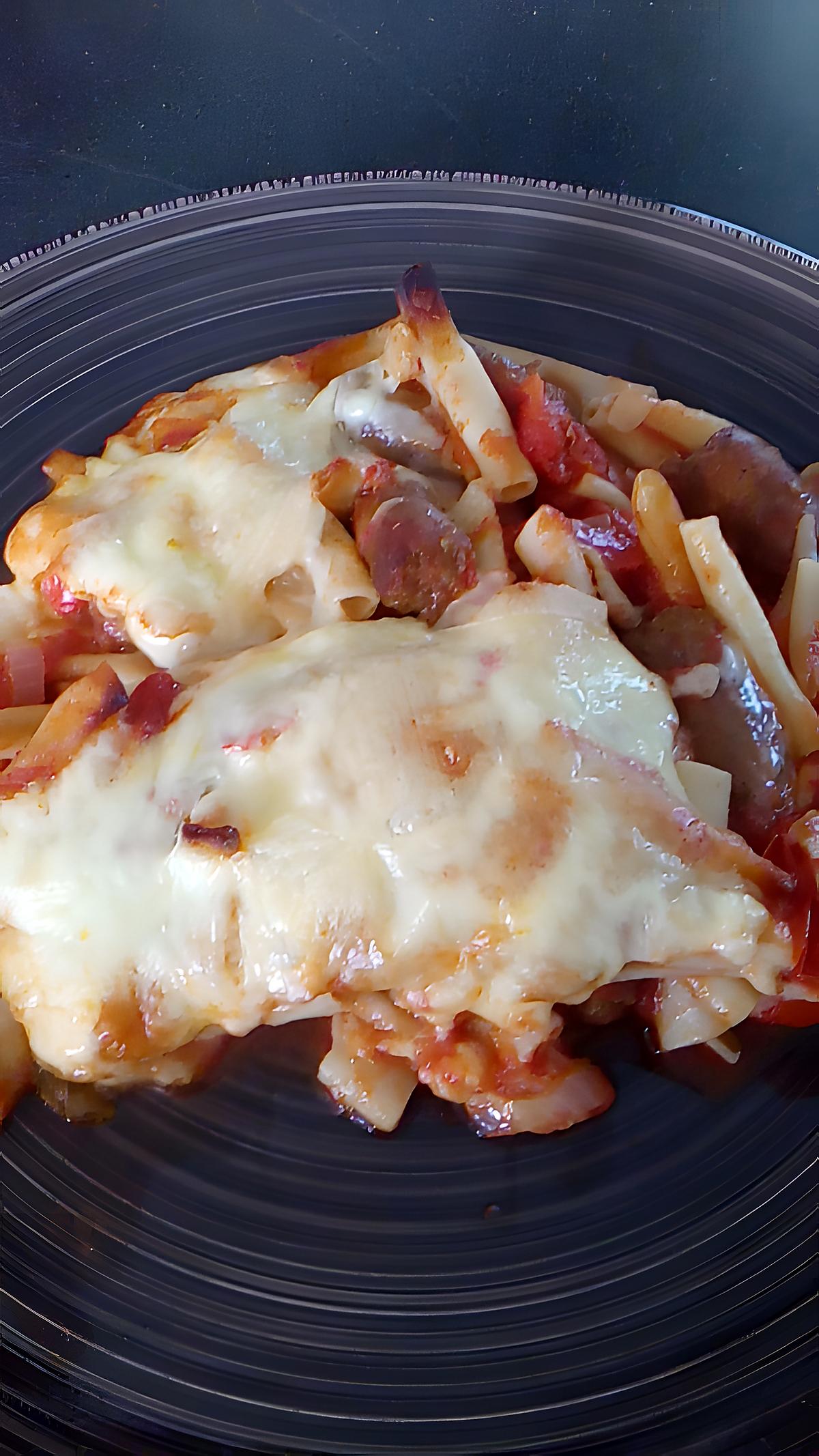 recette gratin de macaroni merguez au fromage a raclette