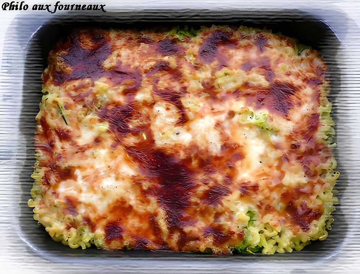 recette Coquillettes & courgettes gratinées au Comté