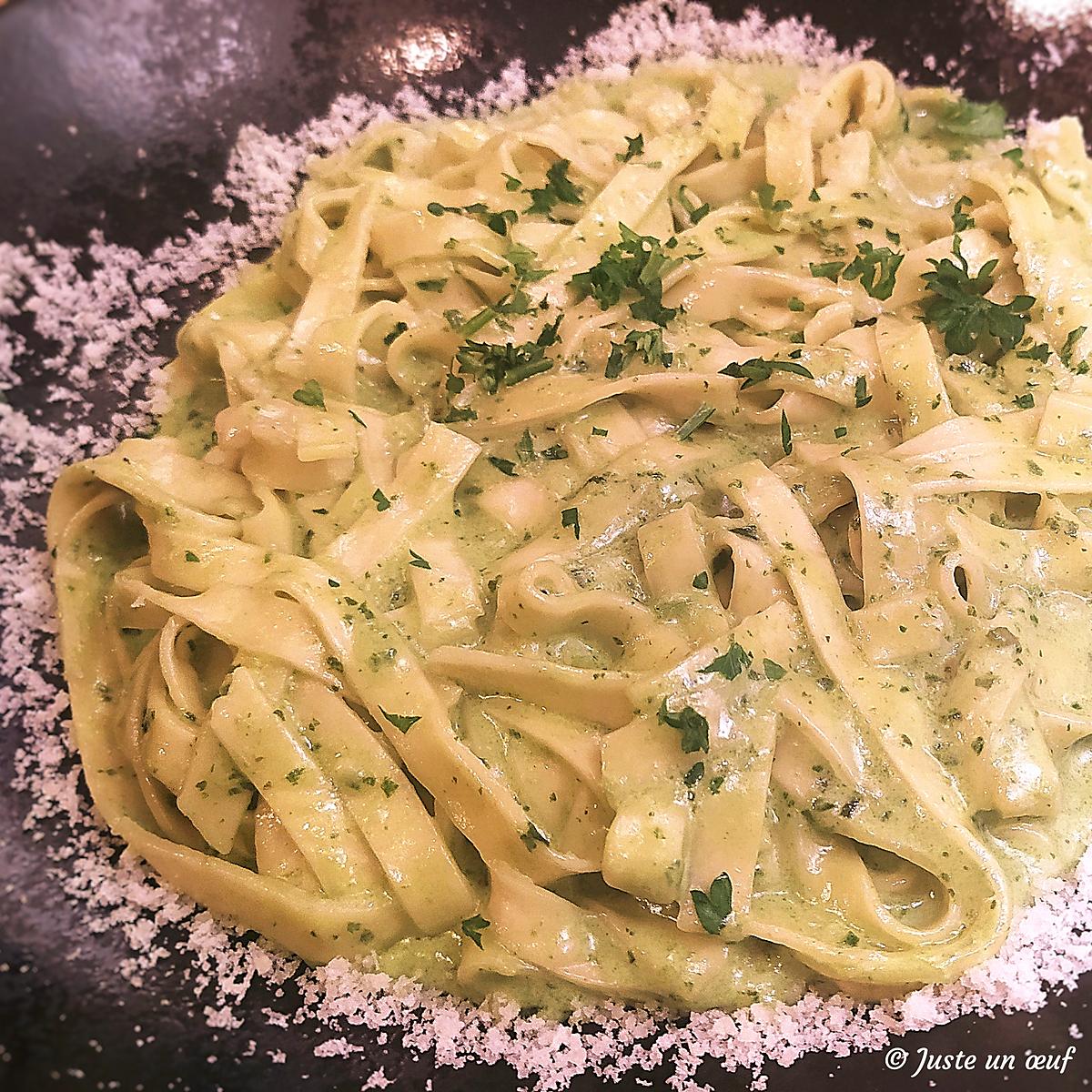 recette Tagliatelles à la crème de parmesan et wasabi