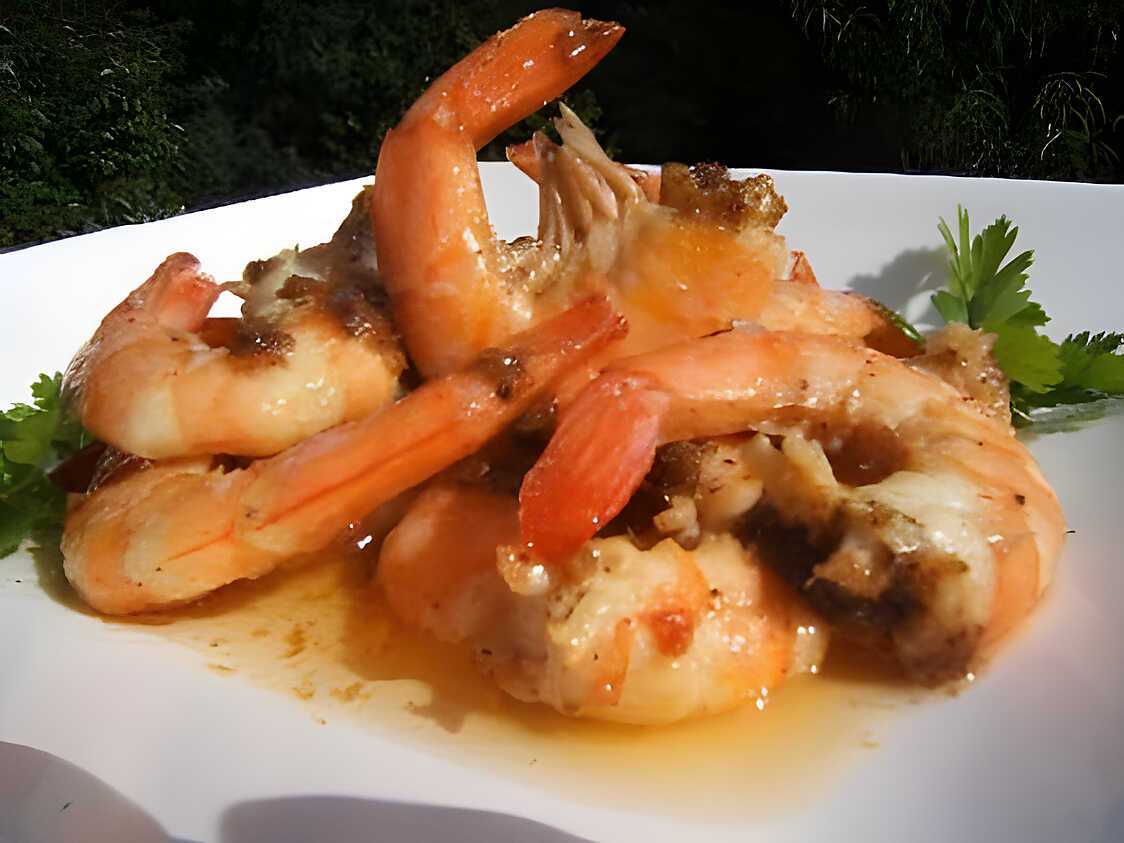 Gambas poêlées au citron vert et à la réglisse