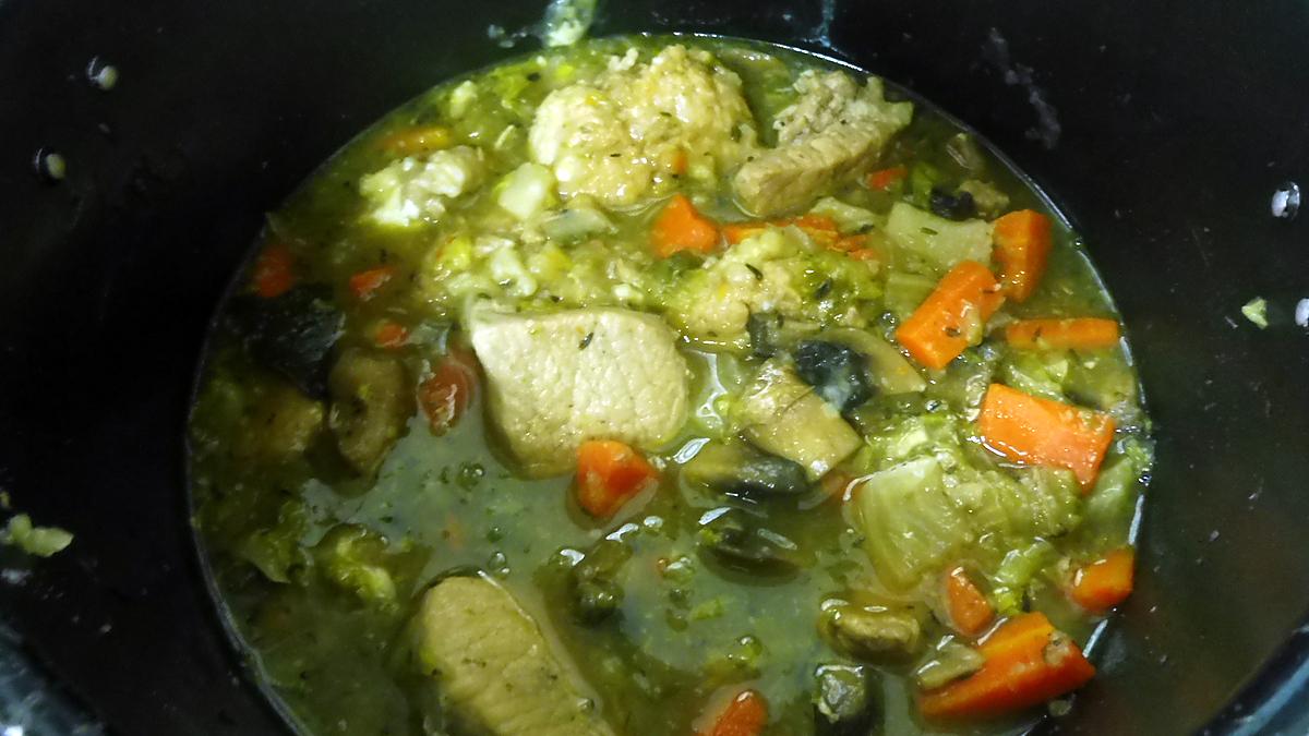 recette mijoté  porc et boulette de poulet aux legumes