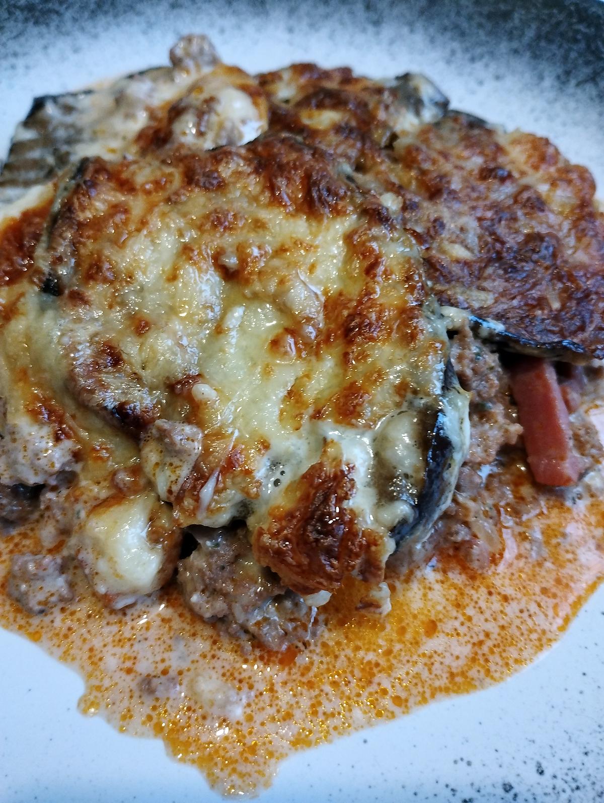 recette gratin d'aubergine viande haché a la créme de munster au cookéo