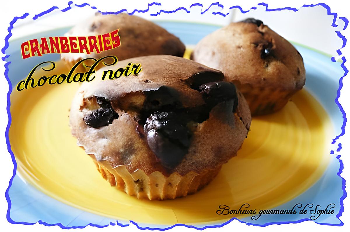 recette Muffins cranberries et chocolat noir