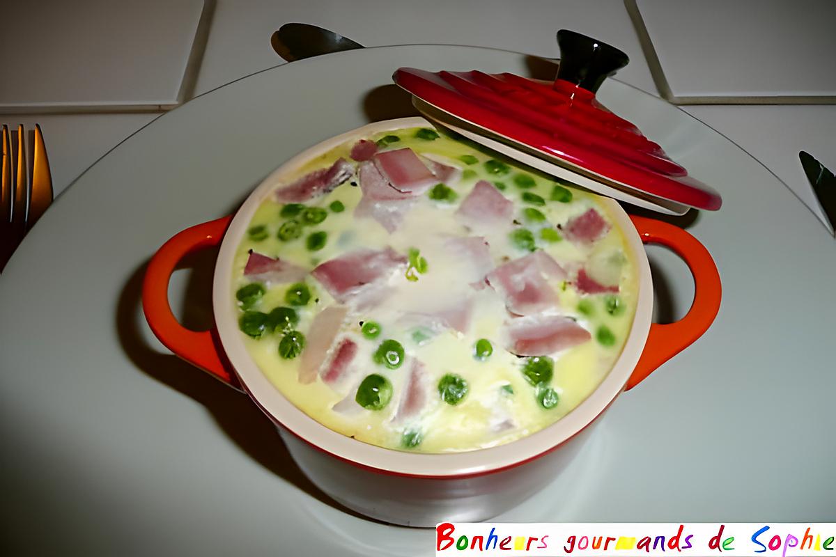 recette Clafoutis de petits pois, jambon et boursin