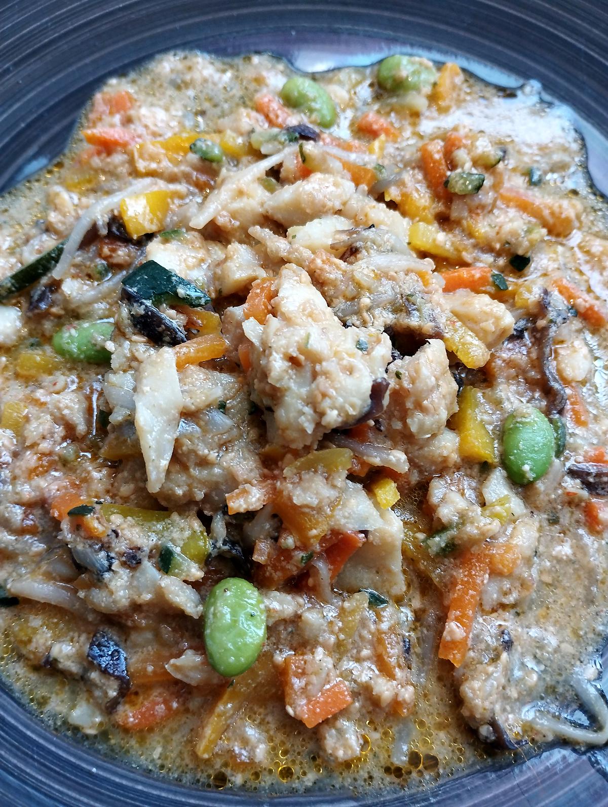 recette poisson au légumes asiatique sauce satay au cookéo