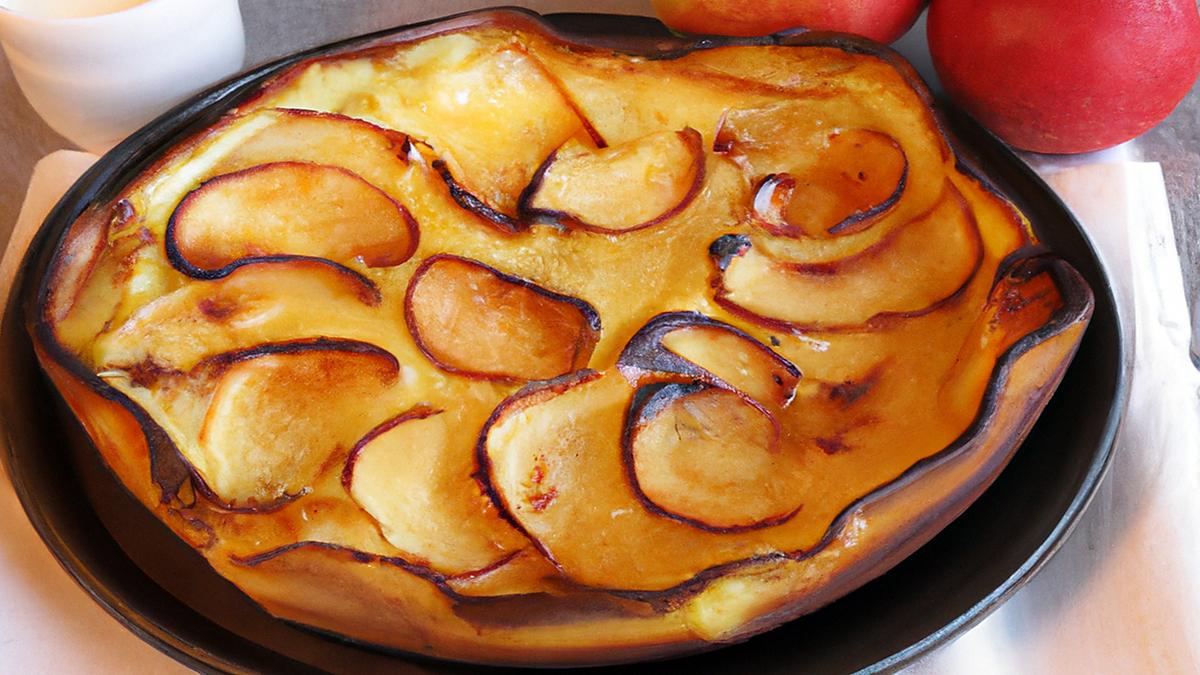 recette Clafoutis aux pommes flambées au Calvados