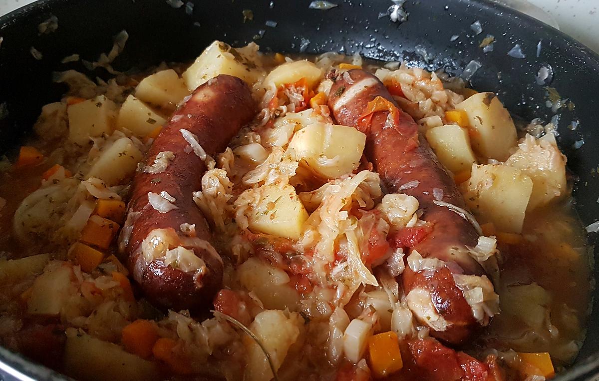 recette Potée au chou Cabu et saucisses de Montbéliard