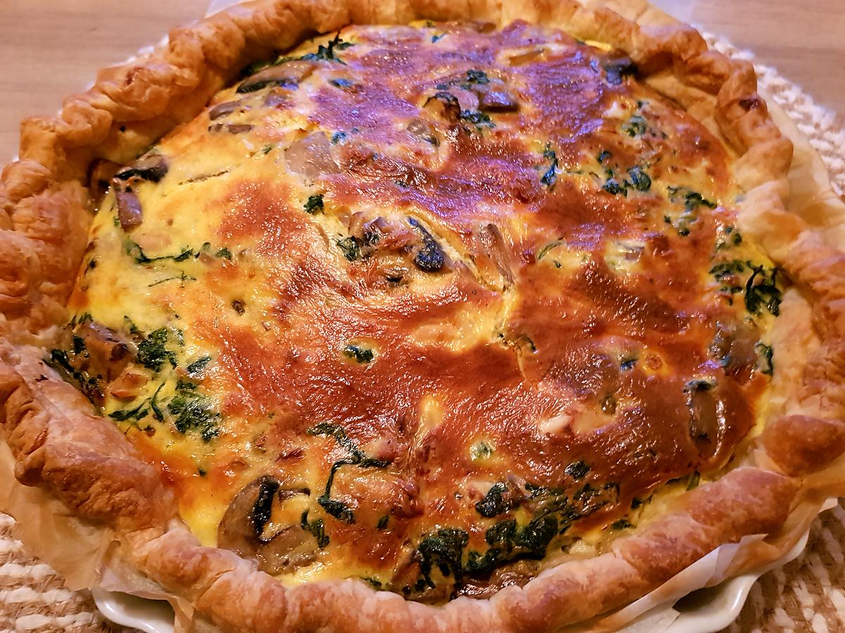 recette Quiche aux fanes de radis, champignons et poulet