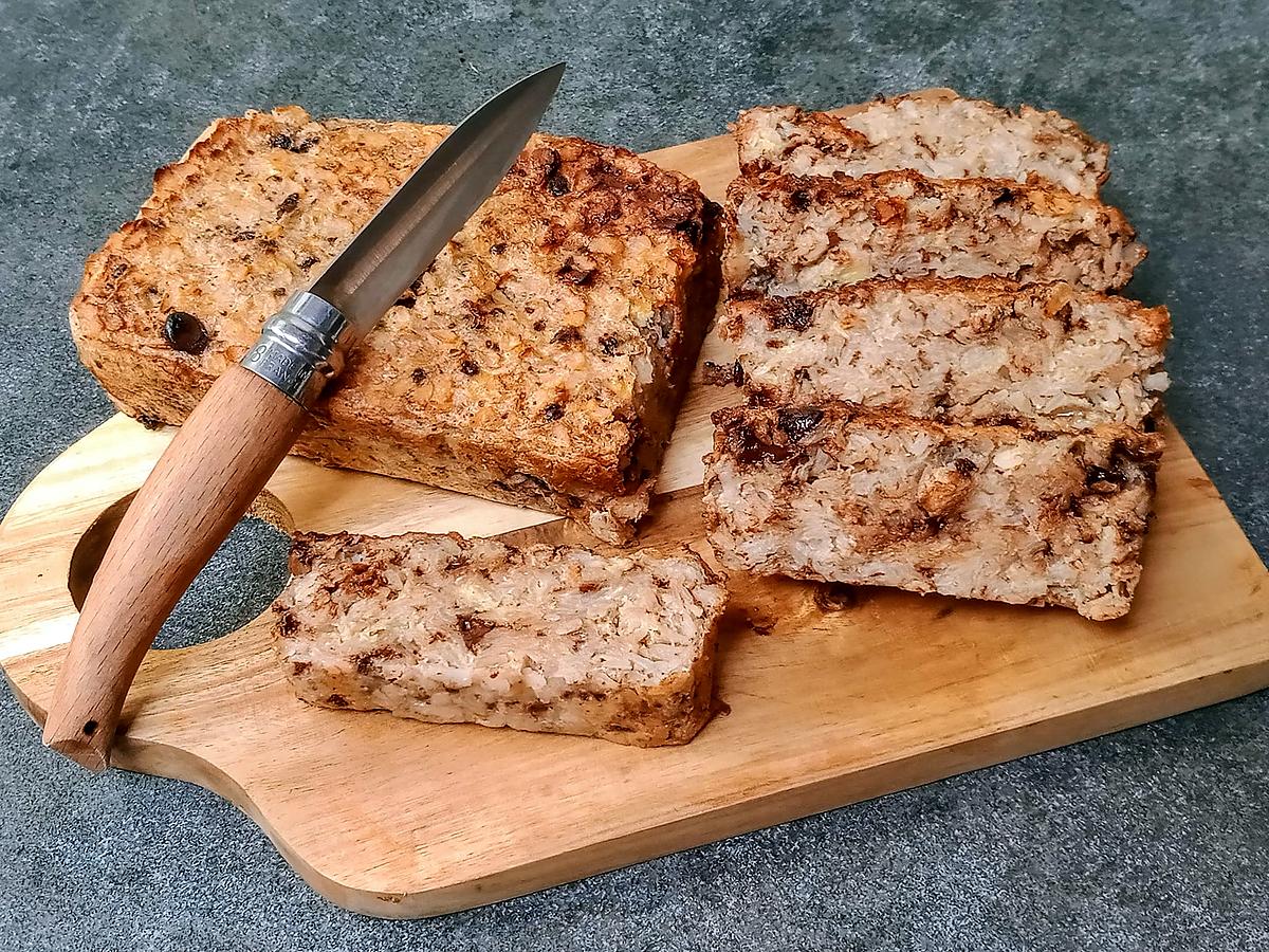 recette GATEAU FLOCONS DE RIZ/BANANES/PEPITES CHOCOLAT