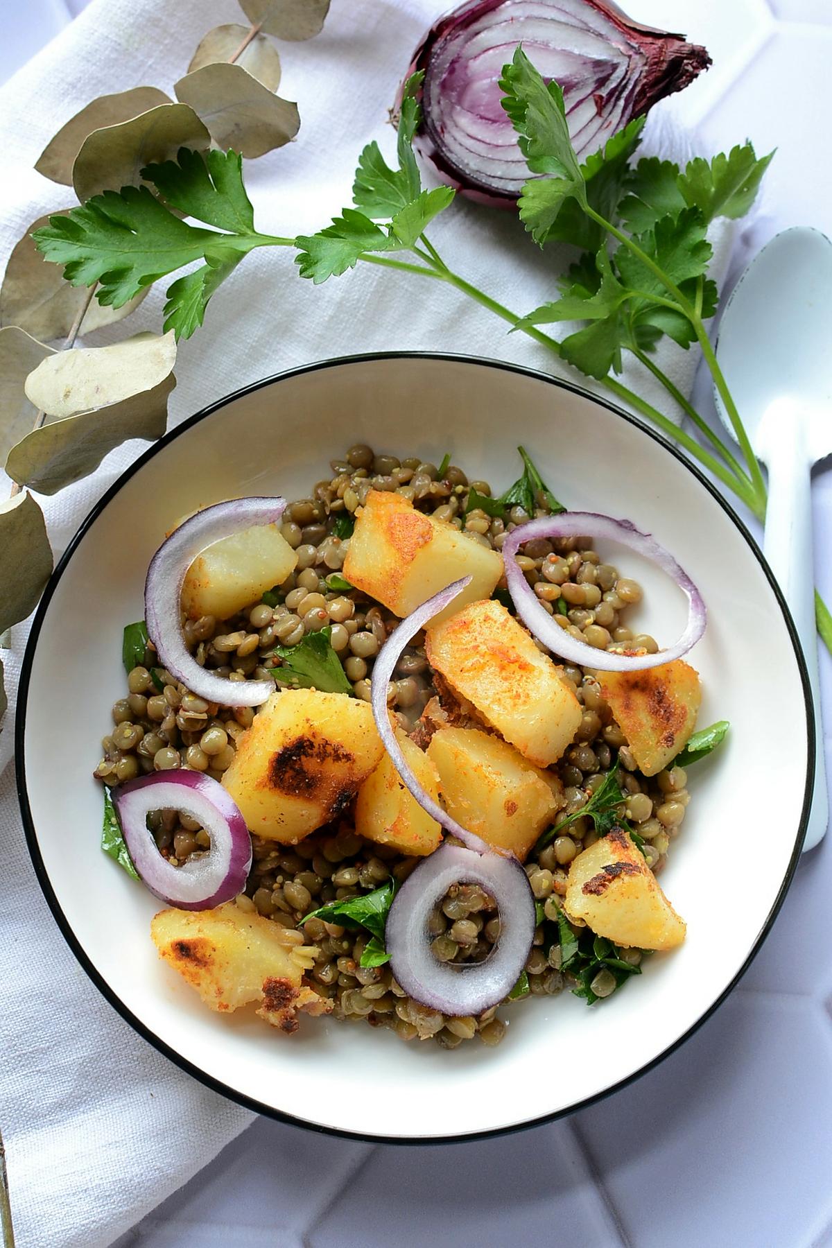 recette Salade de lentilles et pommes de terre rôties