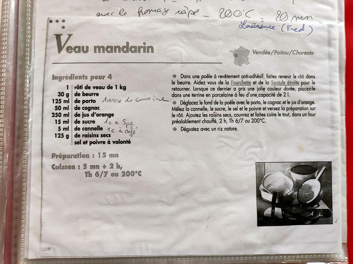 recette Veau mandarin