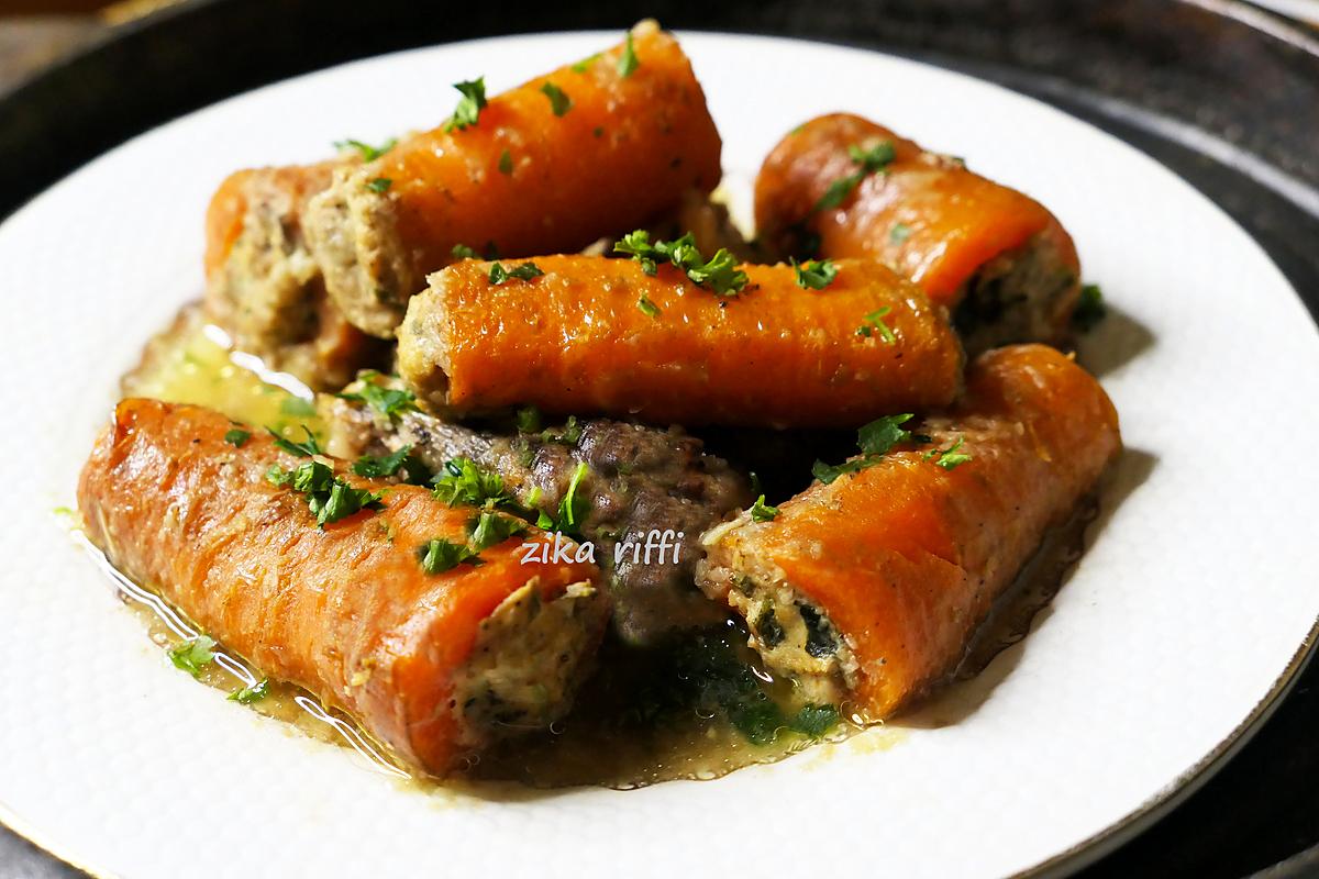 recette DOLMA SENNARYA - TAJINE DE CAROTTES FARCIES AU VEAU SAUCE BLANCHE À L'AGNEAU ET CITRON