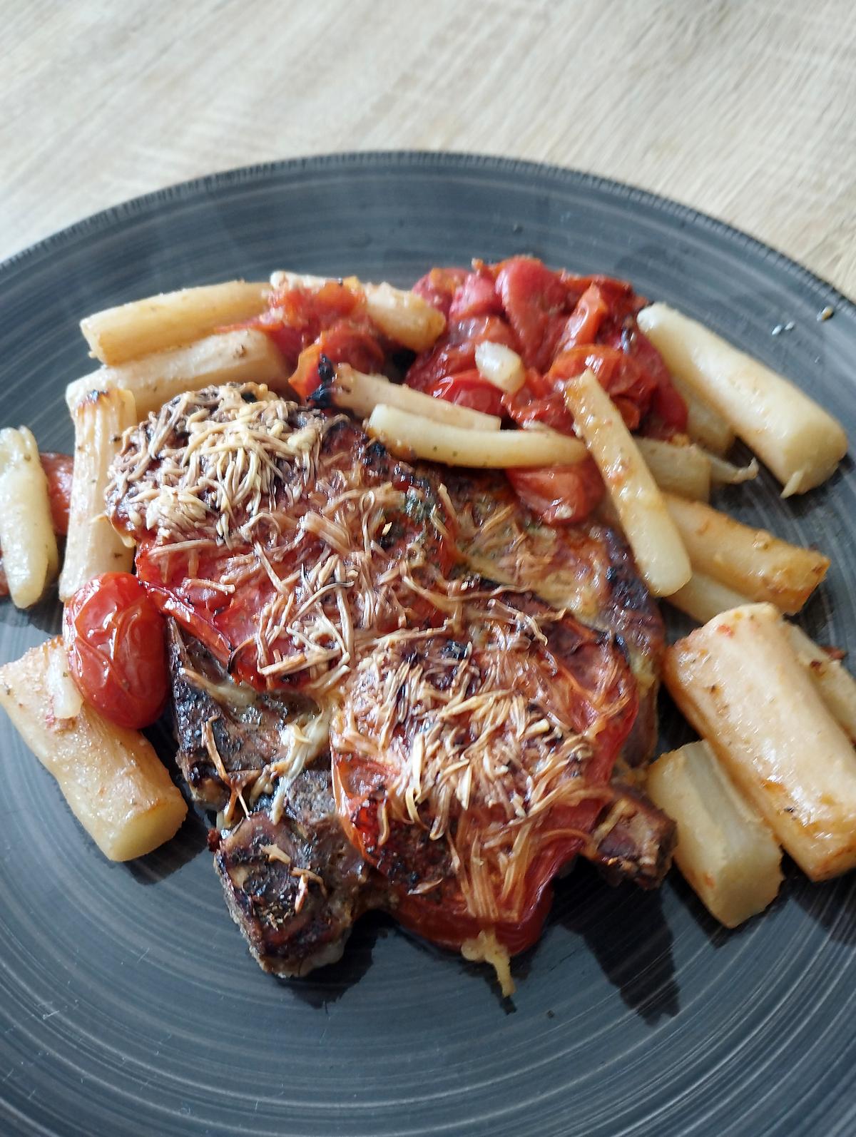 recette cote de porc gratiné au tomates