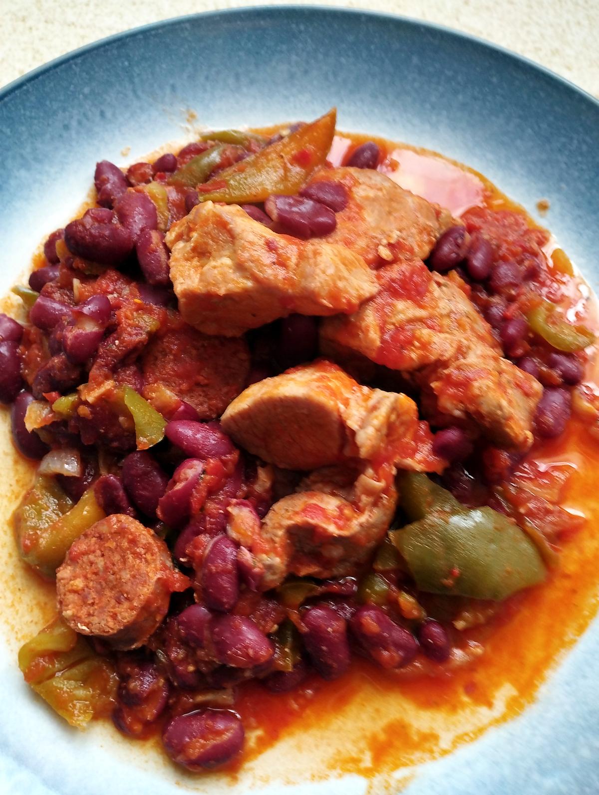 recette sauté de porc haricot rouge chorizo