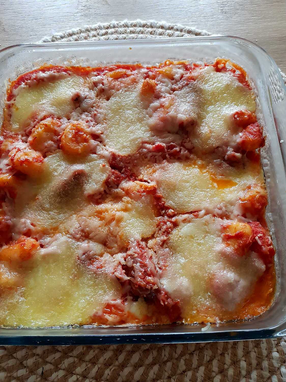 Recette de Gnocchis gratinés aux merguez et à la mozzarella