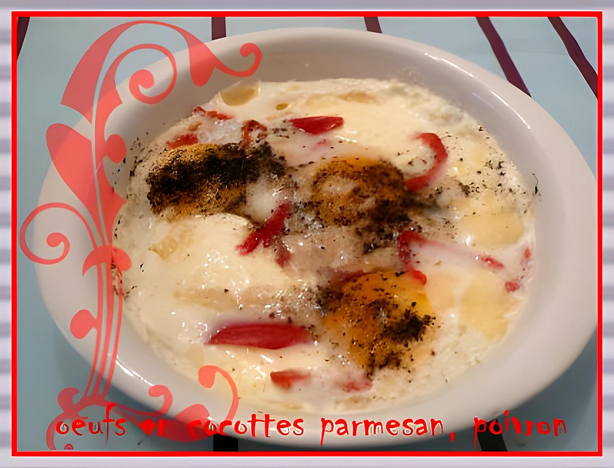 recette oeufs en cocotte poivron et parmesan